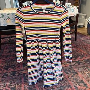 Hanna Andersson Girls Ribbed Knit Striped Long Sleeve Dress Size 12